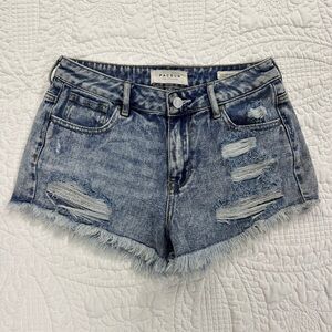 PacSun High Rise Festival Shorts Distressed Light Blue Denim Cutoff Shorts